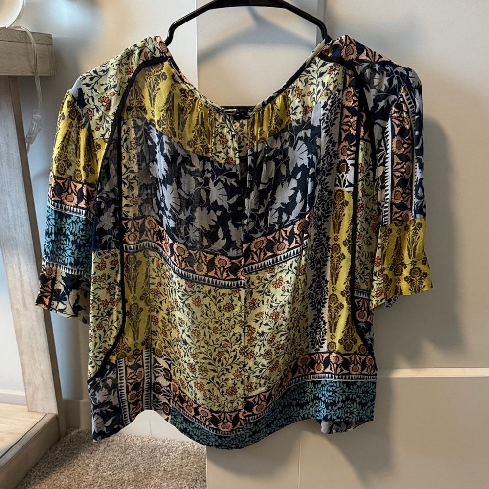 Anthropologie Multicolor Patchwork Blouse - image 3
